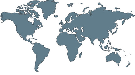 Fototapeta premium Minimalist World Map Illustration with Bold, Solid Shapes for a Simplified Global Representation