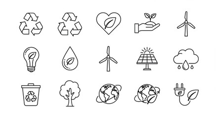 Obraz premium Collection of eco-friendly and sustainable environment icons for design elements.