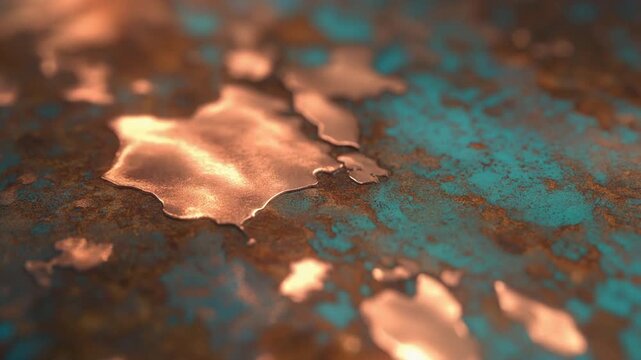 Copper metal surface with oxidation.
