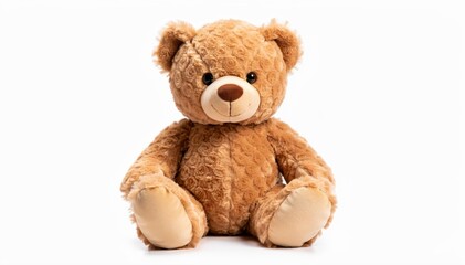 Obraz premium Cuddly Companion: A charming teddy bear sits poised, inviting warmth and comfort, against a simplistic backdrop.