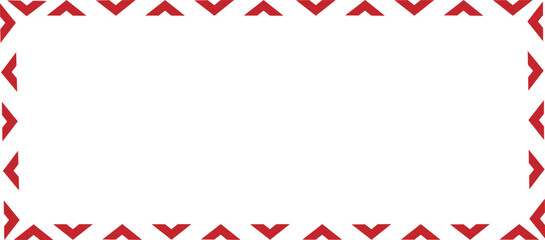 Fototapeta premium Red geometric border frame on light background. Repeating angular pattern forming a decorative edge with clean center space. Modern minimal design ideal for banners, invitations, and creative layouts.