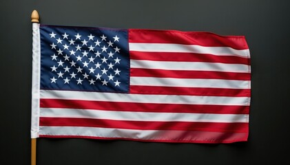 Obraz premium American Flag in the Breeze: A captivating display of the stars and stripes, the iconic American flag flutters gracefully against the wind, embodying patriotism and national pride.