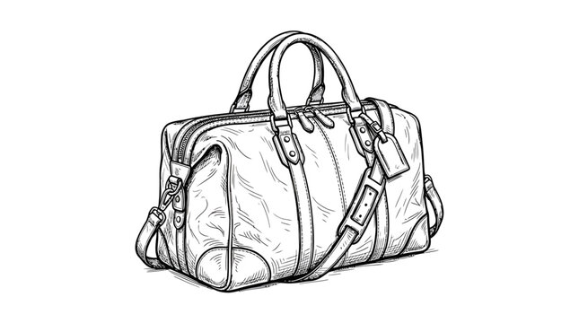 Elegant Black and White Handbag Outline
