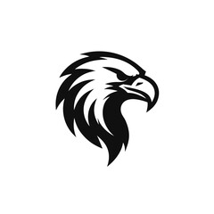 Fototapeta premium Eagle head, black silhouette, vector icon, bird of prey, wildlife symbol