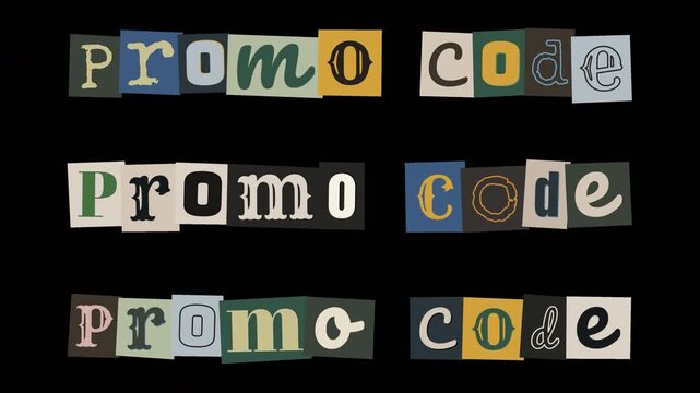Promo Code Text Animation in Ransom Note Style with Boiling Effect