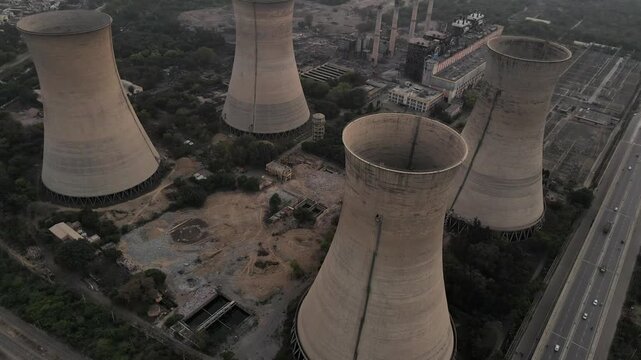 Aerial View of Guru Nanak Dev Thermal Power Plant in Bathinda, Punjab, India.