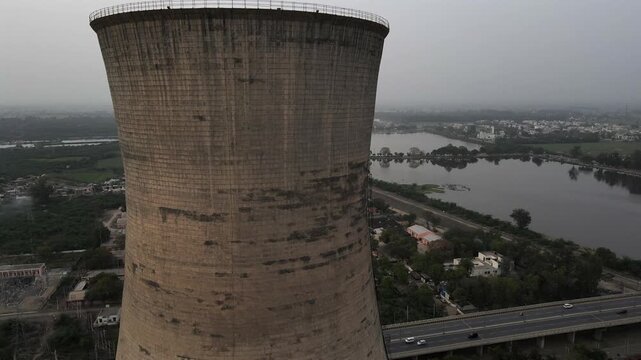 Close-up of Thermal Power Plant in Bathinda, Punjab, India.