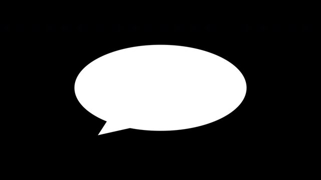 Dynamic message bubble animation, chat balloon icon on black background