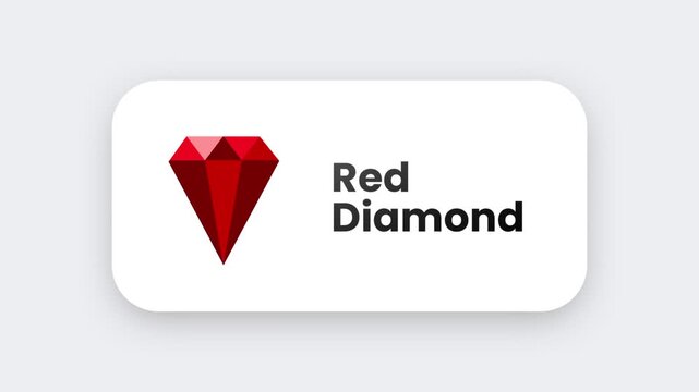 A shiny red diamond gem icon with a faceted 3D appearance and deep red tones displayed on a clean white rounded rectangle badge