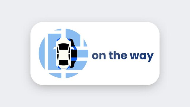 A blue car transportation icon displayed inside a circular route path symbol suggesting navigation directions or a vehicle tracking app badge