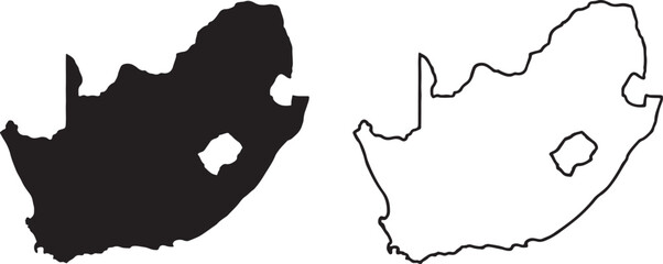 south africa map silhouette and outline design vector art illustration isolated on transparent background © Mohaiminul