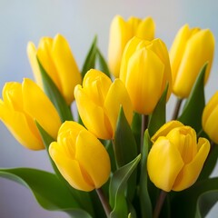 Fototapeta premium Vibrant yellow tulips in bloom a close up floral arrangement