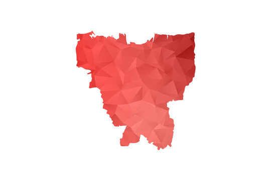 Jakarta Map - Polygon Style Vector Illustration in Red Gradient, Low Poly Geometric Design, Isolated on White Background, Perfect for Infographics, Reports, and Educational Materials.