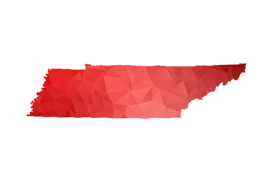 Tennessee Map - Polygon Style Vector Illustration in Red Gradient, Low Poly Geometric Design, Isolated on White Background, Perfect for Infographics, Reports, and Educational Materials.