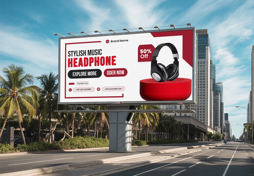 Billboard Advertisement Mockup on City Street