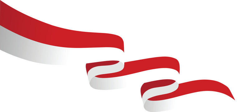 Red and White Waving Ribbon Vector for Indonesian Education Day