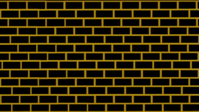 A minimalist black brick wall with orange outlines zooms in slowly as a graphic background animation.