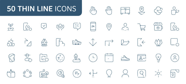 Collection of 50 Thin Line Icons 0018 vector