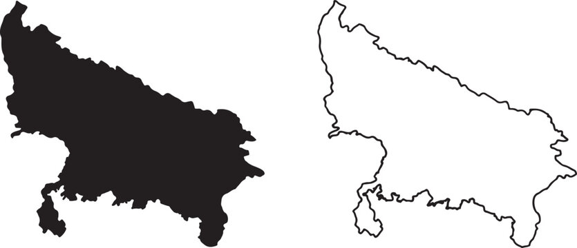 uttar pradesh map silhouette and outline india state icon vector art illustration