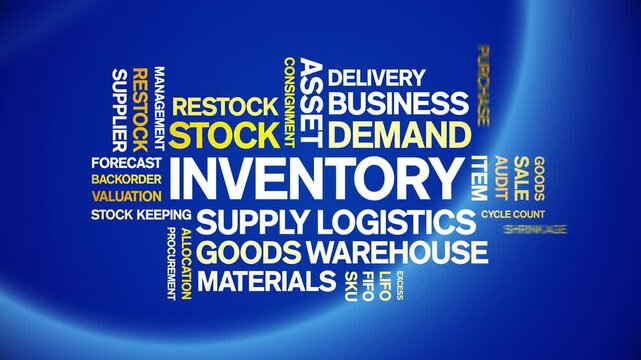 inventory animated word cloud-text design animation tag kinetic typography seamless loop.