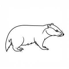 Obraz premium black and white line art of a resting polar bear on ice sketch illustration
