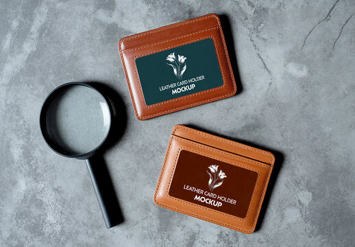 Realistic Leather Card Holder Mockup