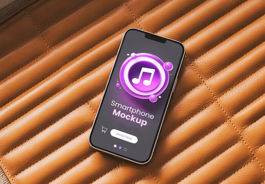 Realistic Smartphone Mockup on Leather