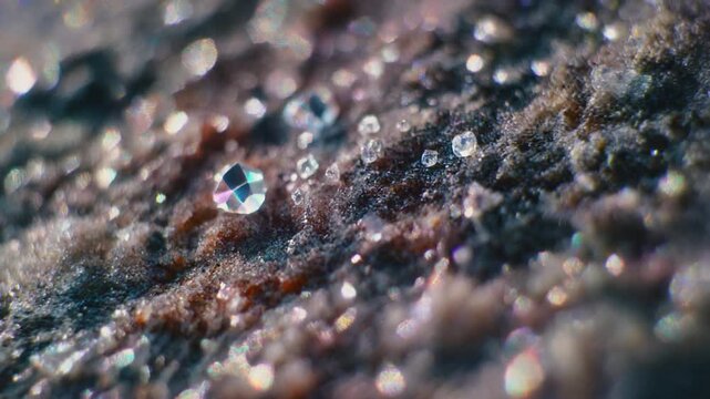 Closeup of sparkling mineral deposits.