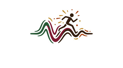 Fototapeta premium Running Man Over Abstract Waves of Energy