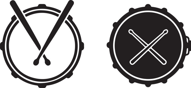 Drum set musical instrument top view black color graphic logo design vector illustration isolated on transparent background percussion equipment.