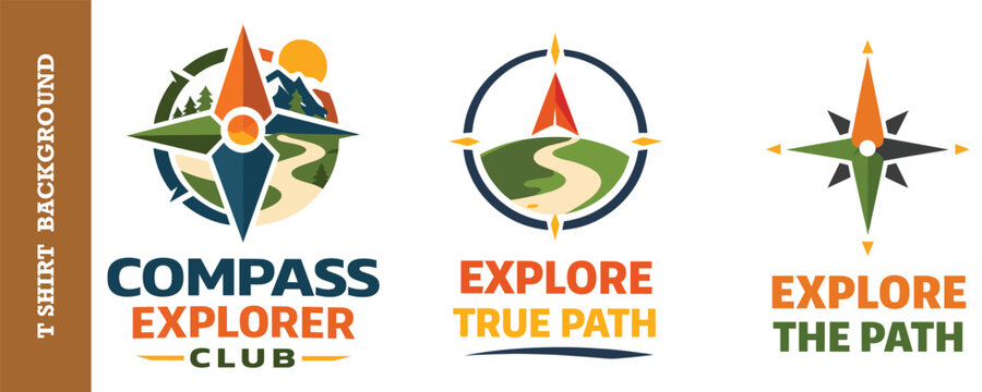 compass explorer vector logo set for outdoor adventure and navigation designs.