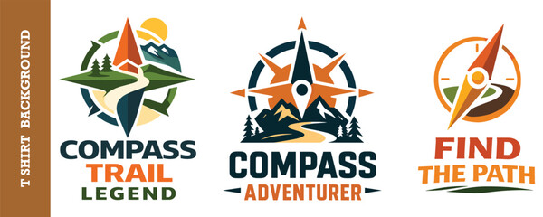 Compass trail legend and adventurer navigation badge set for outdoor wilderness excursions. © jubayer95