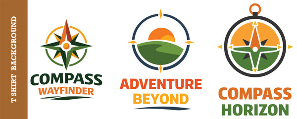 compass wayfinder vector logo set for outdoor adventure and navigation designs. © jubayer95