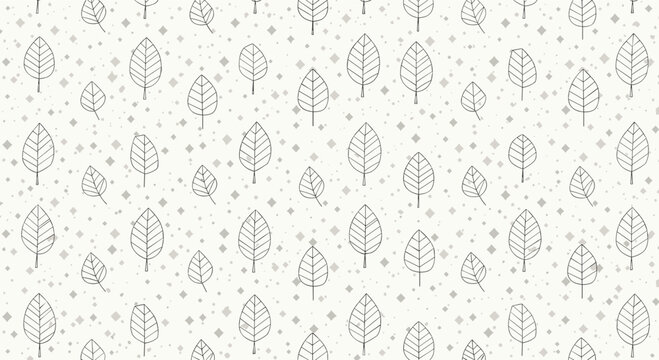 Delicate background pattern showcases minimalist line-drawn leaves and tiny geometric diamond shapes on a textured off-white surface.