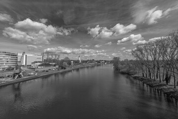 Naklejka premium The Main River near Frankfurt-Hoechst, Hesse, Germany