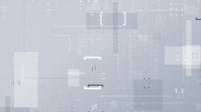 4K UHD futuristic HUD overlay animation with minimal interface elements, dots, and geometric frames. Clean sci-fi UI for live streaming