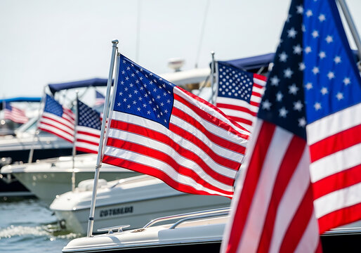 4th of july independence day in america patriotic boats with american flags displayed