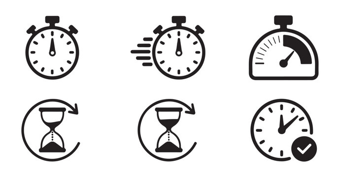 Performance gauges and hourglass icons for scheduling activities and managing time constraints efficiently.