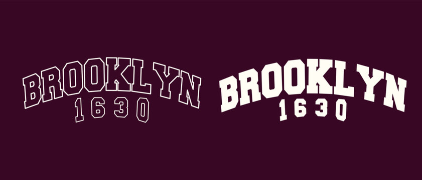Brooklyn vintage varsity streetwear typography print for graphic tee, t-shirts, hat, and poster design 2026 - vector