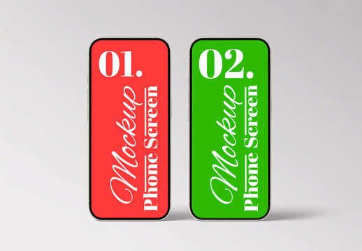 Minimal Smartphone Screen Mockup with Two Mobile Display