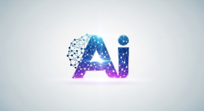 Abstract AI Logo with Geometric Network Design on White Background.