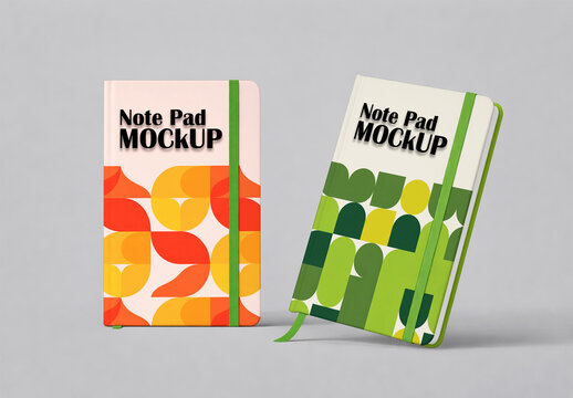 Modern Note Pad Mockup with Colorful Cover Design