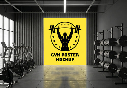 Professional Gym Wall Branding Mockup