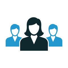 Fototapeta premium Vector graphic of a diverse group of three people standing together in a modern team setting