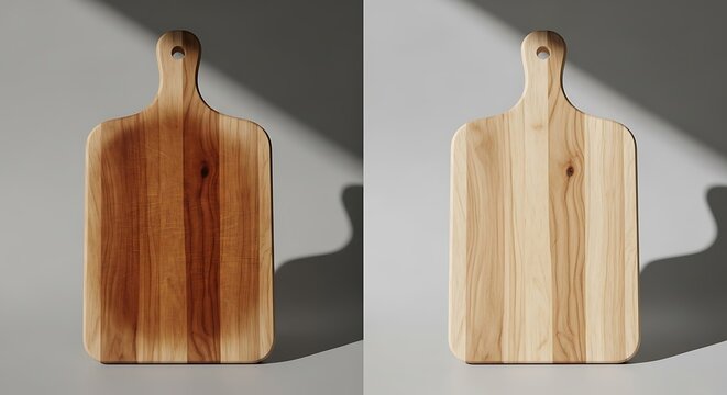 Wooden cutting boards side by side.