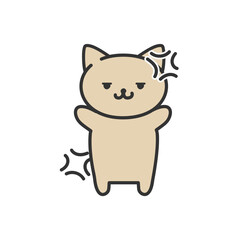 Fototapeta premium かわいい手書き風ねこのイラスト-怒り