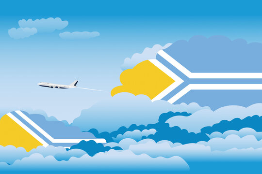 Tuva Day Clouds Airplane Airport Flight Vector Illustration