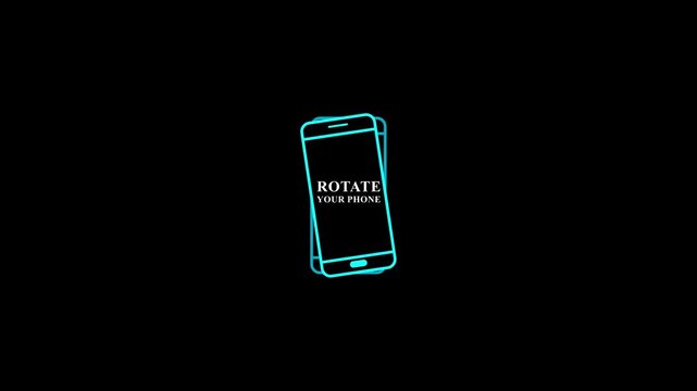 Smartphone rotation animation with orientation instruction, showing transition from portrait to landscape mode, ideal for mobile UI, onboarding, and social media videos