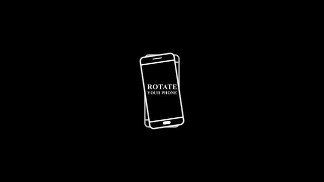 Smartphone rotation animation with orientation instruction, showing transition from portrait to landscape mode, ideal for mobile UI, onboarding, and social media videos