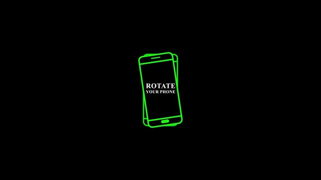 Smartphone rotation animation with orientation instruction, showing transition from portrait to landscape mode, ideal for mobile UI, onboarding, and social media videos